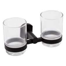 Стакан с держателем Qtap Liberty настенный двойной QTLIBBLM1155 Black