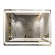 Зеркало Qtap Mideya 800х600 с LED-подсветкой Touch, с антизапотеванием, с часами, диммером, рег. яркости QT2078NCF8060W