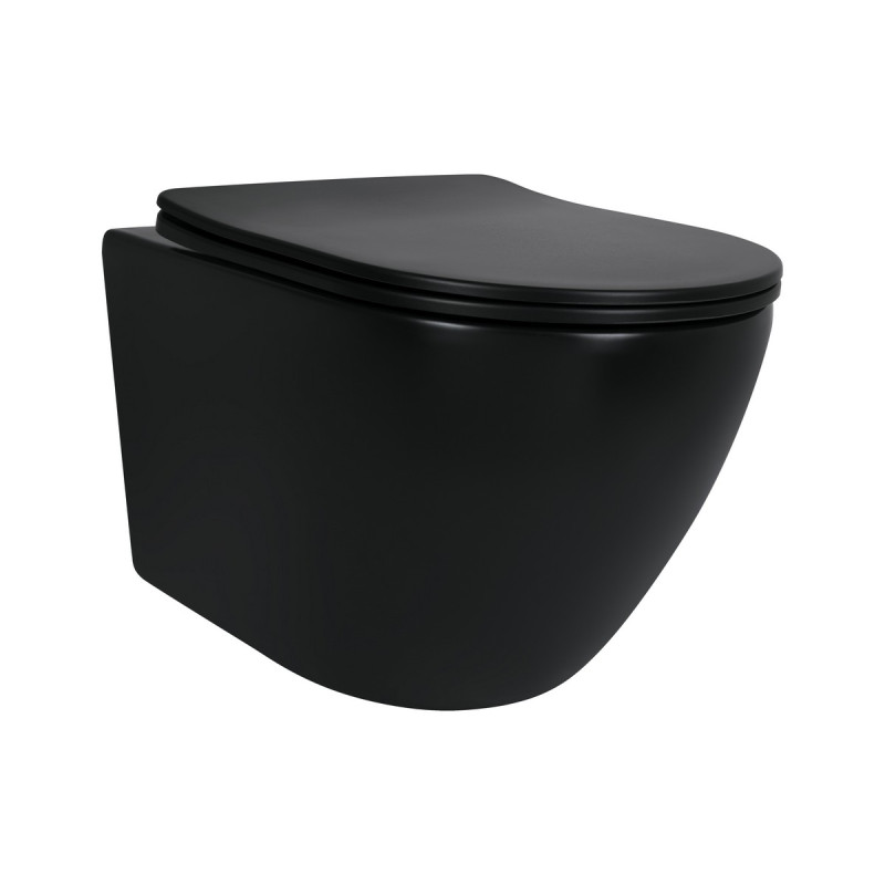 Унитаз подвесной Qtap Robin New Ultra Quiet с сиденьем с сиденьем Soft-Close MATT BLACK QT13332381АSMB