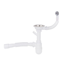 Сифон для кухонної мийки Lidz (WHI) 60 08 E001 01 ECO з круглим переливом (вихід 50 мм)