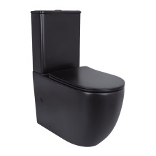 Унитаз напольный Qtap Robin Ultra Quiet безободковый с сиденьем Soft-Close MATT BLACK QT13226083AMB