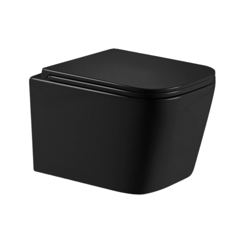 Унитаз подвесной Qtap Crow Ultra Quiet 485×340×290 мм, Matt Black, с сиденьем Slim Duroplast/ Soft-close/ Quick Release QT05335171MB