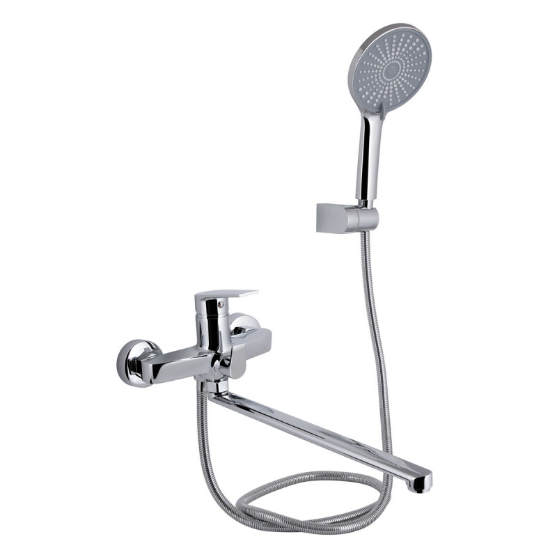 Смеситель для ванны Qtap Stenava New с поворотным изливом (c душевым гарнитуром) QTSTE2601CRM45536 Chrome