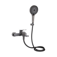 Смеситель для ванны Qtap Slavonice (c душевым гарнитуром) QTSLV259GMB48035 Gunmetal Black PVD