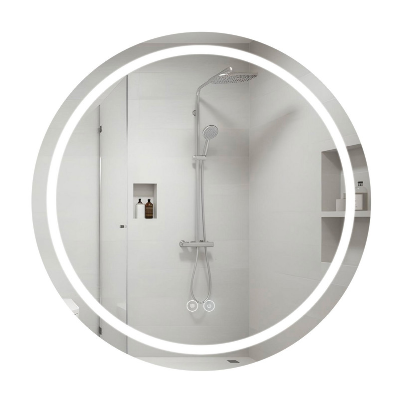 Зеркало Qtap Mideya R800 с LED-подсветкой Touch, с антизапотеванием, диммером, рег. яркости QT2078NCR8080W
