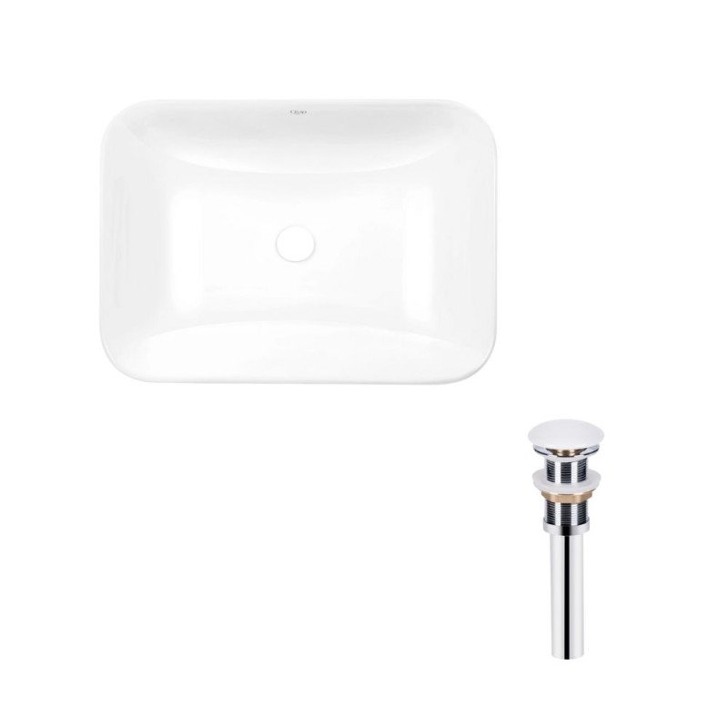 Комплект Qtap Scorpio: Раковина врезная прямоугольная 615х390х150 мм White + Донный клапан PU02