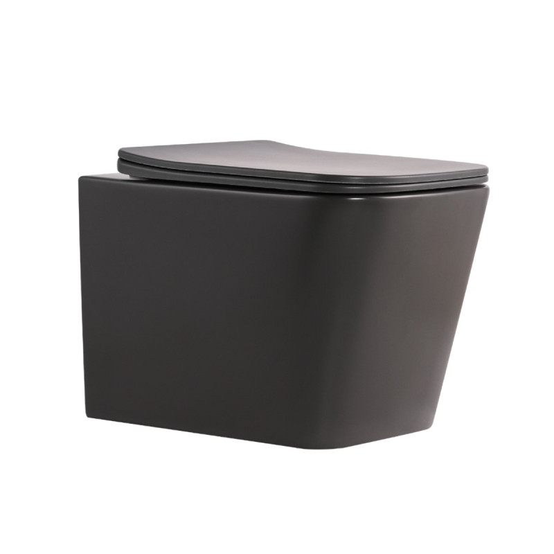 Унитаз подвесной Tern Ultra Quiet 490×365×325 мм, Anthracite, с сиденьем Slim Duroplast / Soft-close / Quick Release QT17332303ASAN Qtap