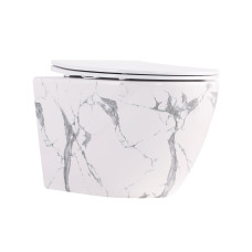 Унітаз підвісний Robin Ultra Quiet 490×365×325 мм, Marble, з сидінням Slim Duroplast / Soft-close / Quick Release QT13332381АSMR Qtap