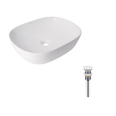 Комплект Qtap Aquarius: Раковина накладная прямоугольная 470x380x120 мм White + Донный клапан PU02