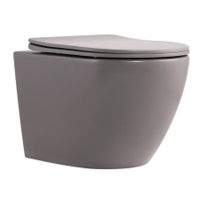 Унітаз підвісний Robin Ultra Quiet 490×365×325 мм, Stone Grey, з сидінням Slim Duroplast / Soft-close / Quick Release QT13332381АSSG Qtap