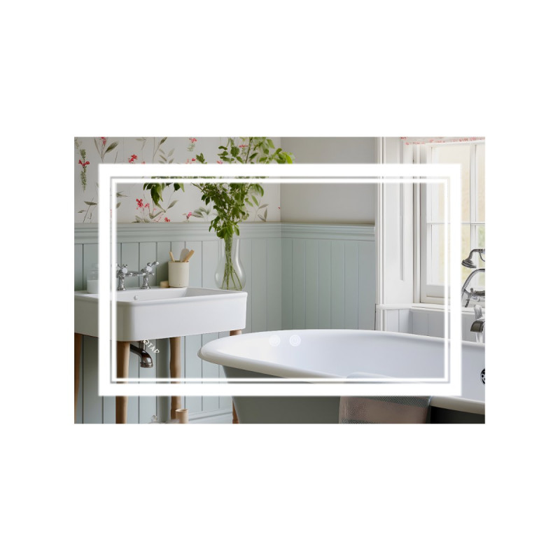 Зеркало Qtap Cardinal (CA1) 800х600 с LED-подсветкой Touch, с антизапотеванием, с диммером, рег. темп. цвета (3000-6500K) Reverse QT0478C8060