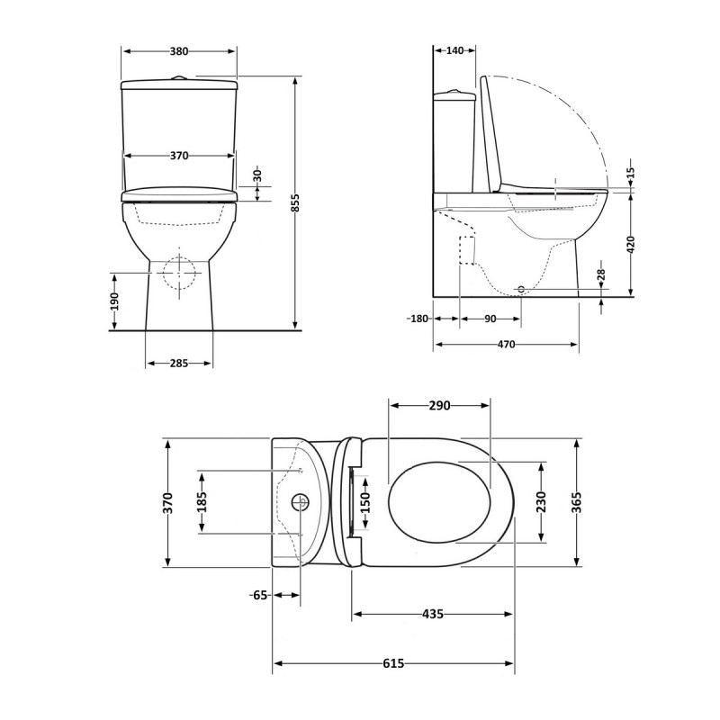 Унитаз-компакт Qtap Stork/Swan безободковый с сиденьем Soft-close QT15222179W