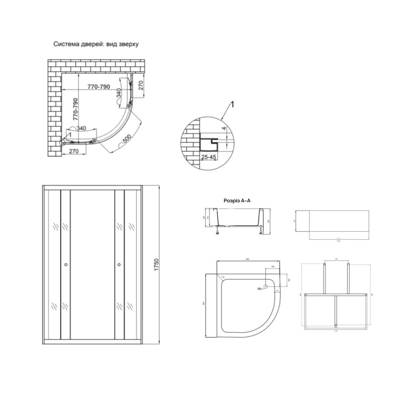 Душевая кабина Lidz Latwa SC80x80.SAT.MID.GR, стекло тонированное 4 мм без поддона
