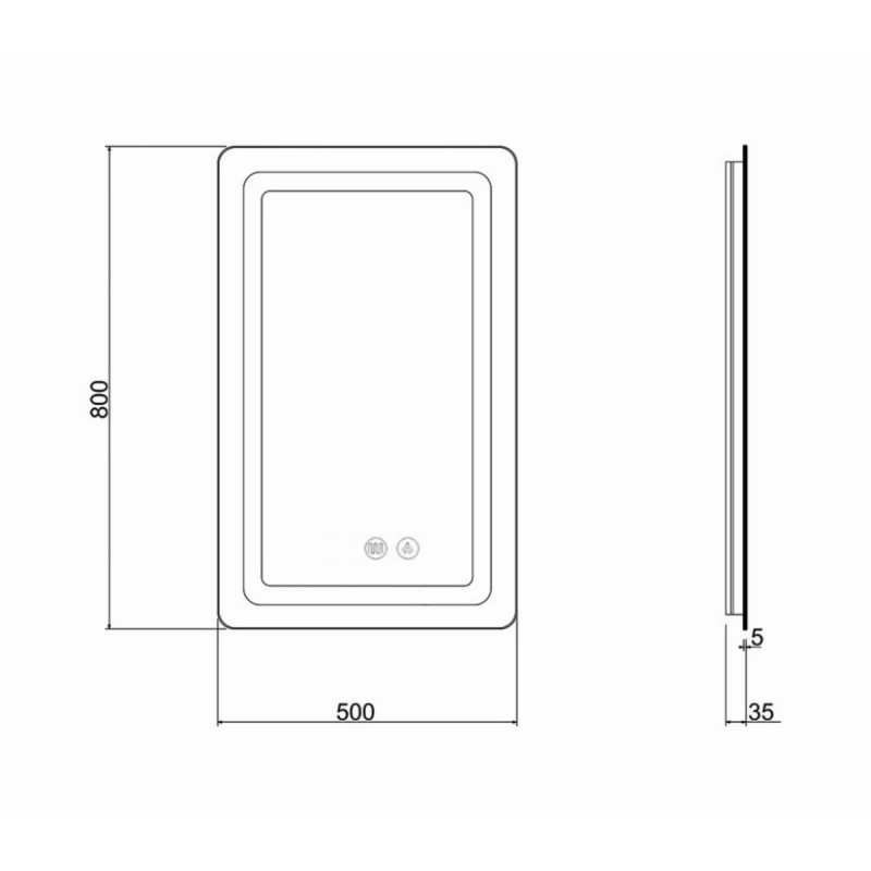 Зеркало Qtap Mideya (DC-F911) 500х800 с LED-подсветкой Touch, с антизапотеванием, диммером, рег. яркости QT2078F911W
