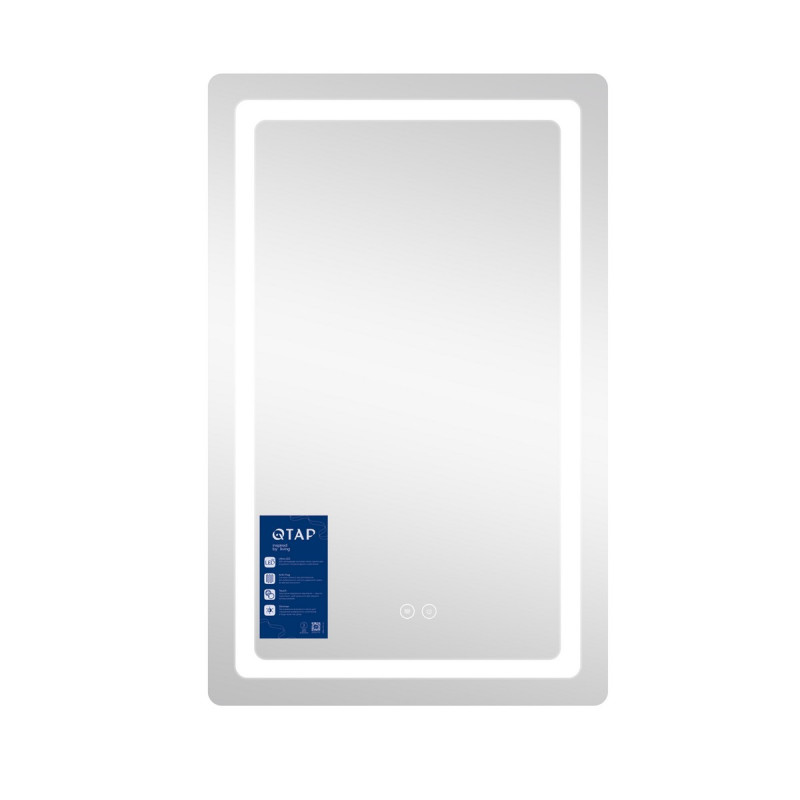 Зеркало Qtap Mideya (DC-F911) 500х800 с LED-подсветкой Touch, с антизапотеванием, диммером, рег. яркости QT2078F911W