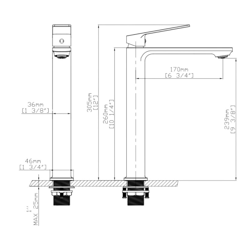 Смеситель для раковины высокий Qtap Capricorn, Chrome (k26) QTCAP1060H102C48220