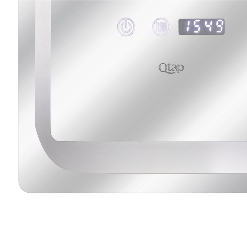 Дзеркало Qtap Mideya 800х600 з LED-підсвічуванням Touch, з антизапотіванням, з годинником, димером QT2078NCF8060W