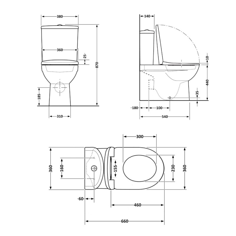 Унитаз напольный Qtap Robin Ultra Quiet безободковый с сиденьем Soft-Close MATT BLACK QT13226083AMB