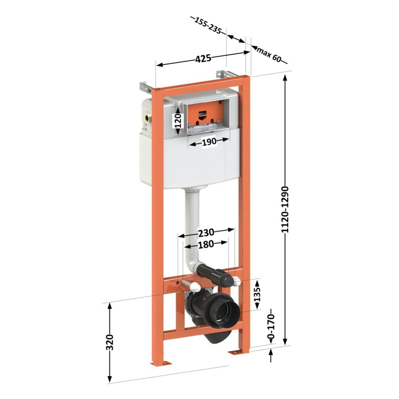 Инсталляция для унитаза Qtap Nest QT0133M425