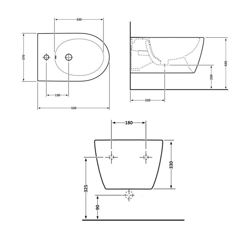 Биде подвесное Qtap Swan 520х360х320 White QT16555378W