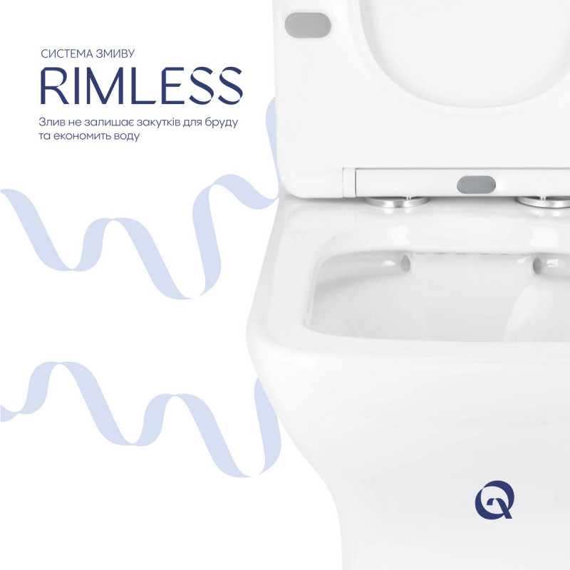 Унитаз напольный Qtap Aries Rimless безободковый с сиденьем Soft-close WHITE QT03228302W