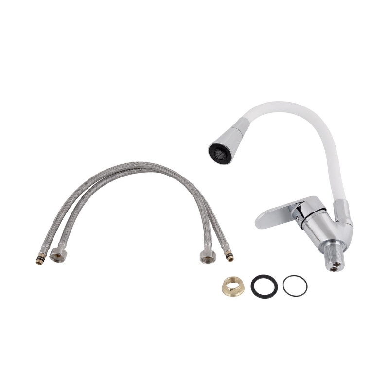 Змішувач для кухні Lidz Tani 008F3 з гнучким виливом (k40) LDTAN008F3WCR37037 Chrome/White