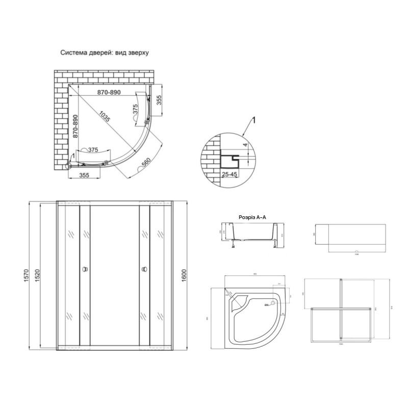 Lidz Latwa SC90x90.SAT.HIGH.GR Душевая кабина полукруглая, стекло тон 4 мм + Lidz Душевой поддон KAPIELKA ST90x90x41, с панелью