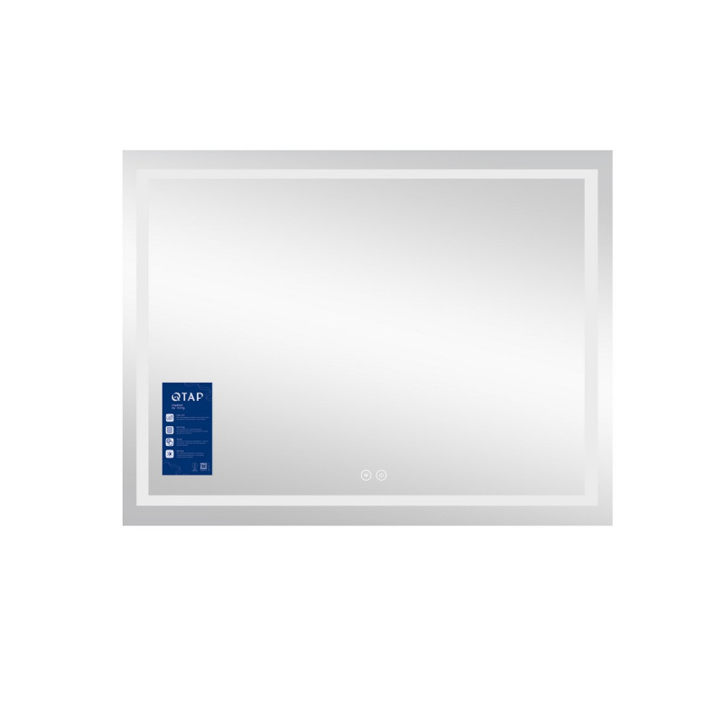 Зеркало Qtap Mideya 900х700 с LED-подсветкой Touch, с антизапотеванием, с диммером, рег. яркости QT2078NCF9070W