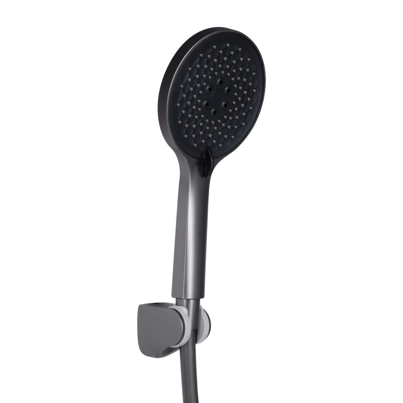 Змішувач для ванни Qtap Vlasta New (з душовим гарнітуром) QTVLA259GMB45643 Gunmetal Black PVD