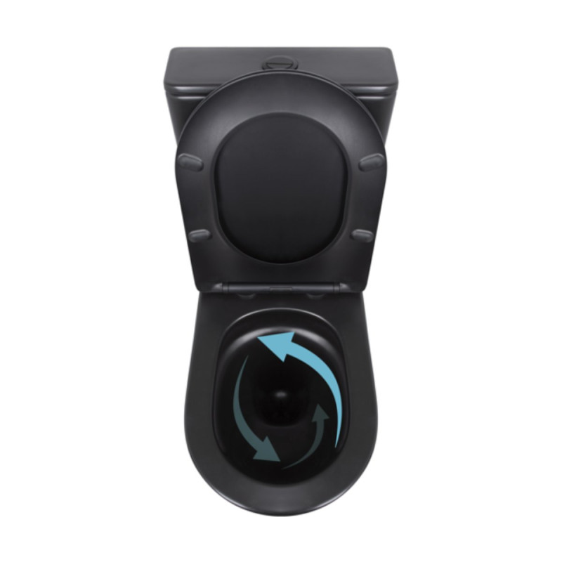 Унитаз напольный Qtap Robin Ultra Quiet безободковый с сиденьем Soft-Close MATT BLACK QT13226083AMB