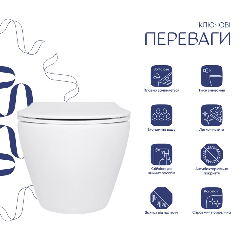 Унитаз подвесной Qtap Jay безободковый с сиденьем Soft-close QT07335175W