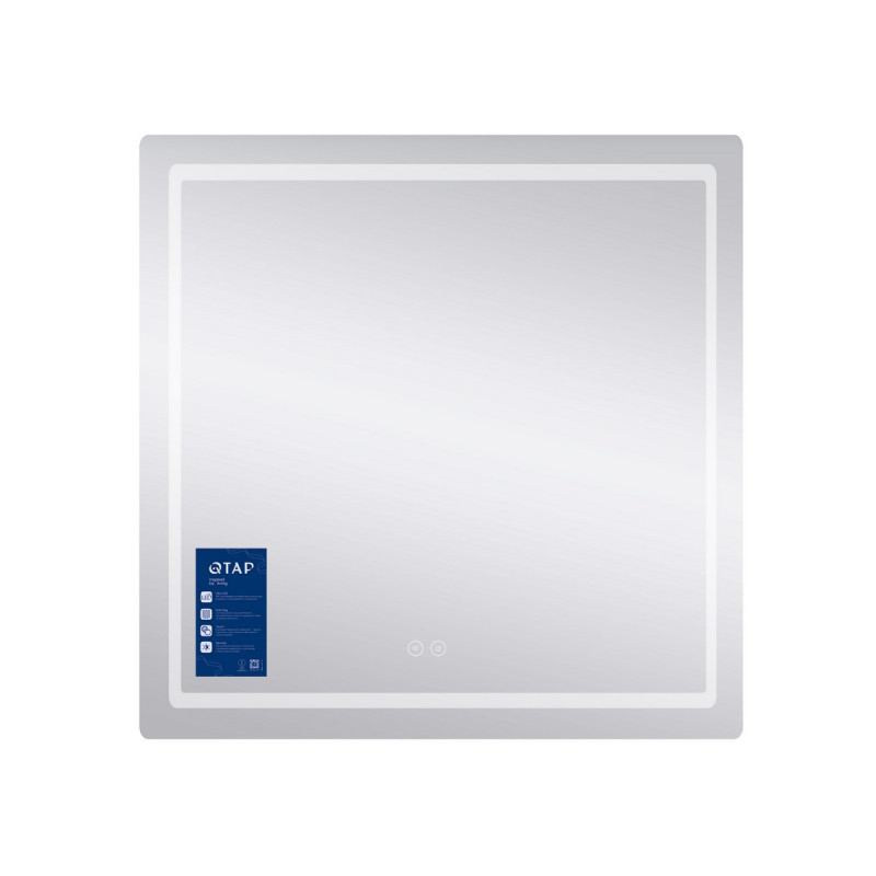 Дзеркало Qtap Mideya 800x800 з LED-підсвічуванням Touch, з антизапотіванням, димером QT2078NCF8080W