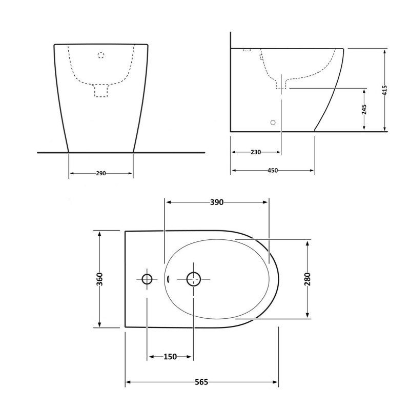 Биде напольное Qtap Scorpio 565x355x410 White QT14441380W