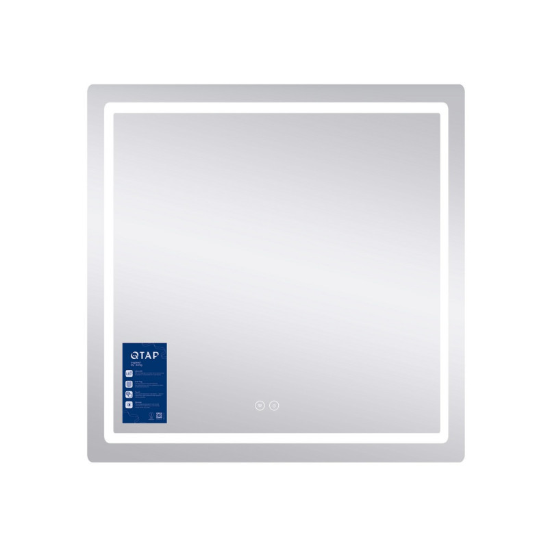 Дзеркало Qtap Mideya 800x800 з LED-підсвічуванням Touch, з антизапотіванням, димером QT2078NCF8080W