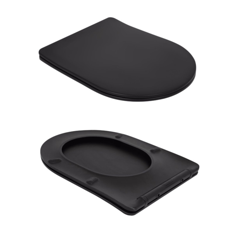 Унитаз напольный Qtap Robin Ultra Quiet безободковый с сиденьем Soft-Close MATT BLACK QT13226083AMB