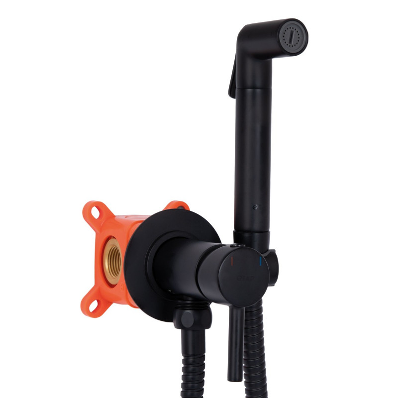 Набор для гигиенического душа Qtap Inspai-Varius округлый QTINSVARBСRV00440001 Black Matt