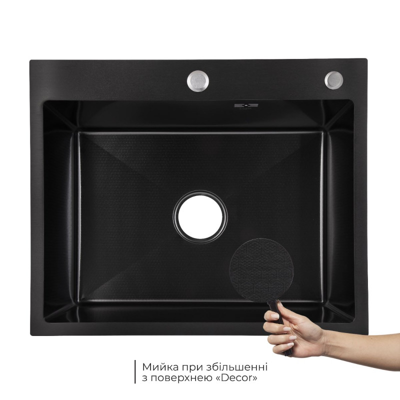 Lidz Handmade H6050HB Мойка для кухни интегрированная Decor Black PVD Honeycomb 2,5/0,5 мм LDH6050BDECPVD48371