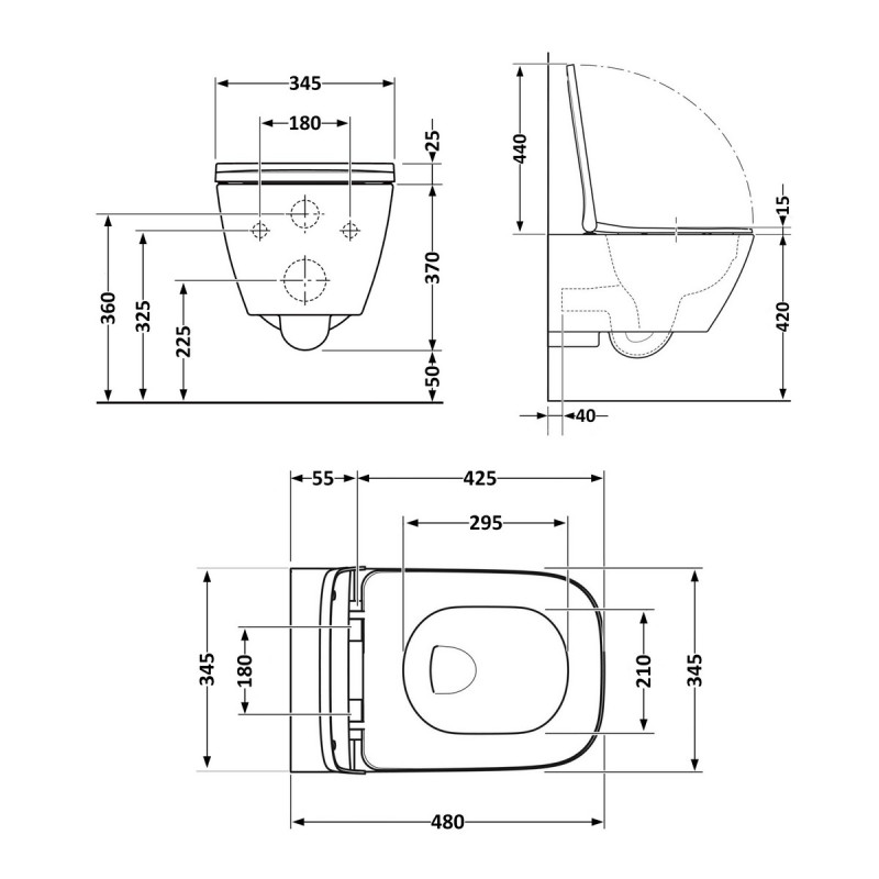 Унітаз підвісний Qtap Tern із сидінням Soft-close QT17332303ASW