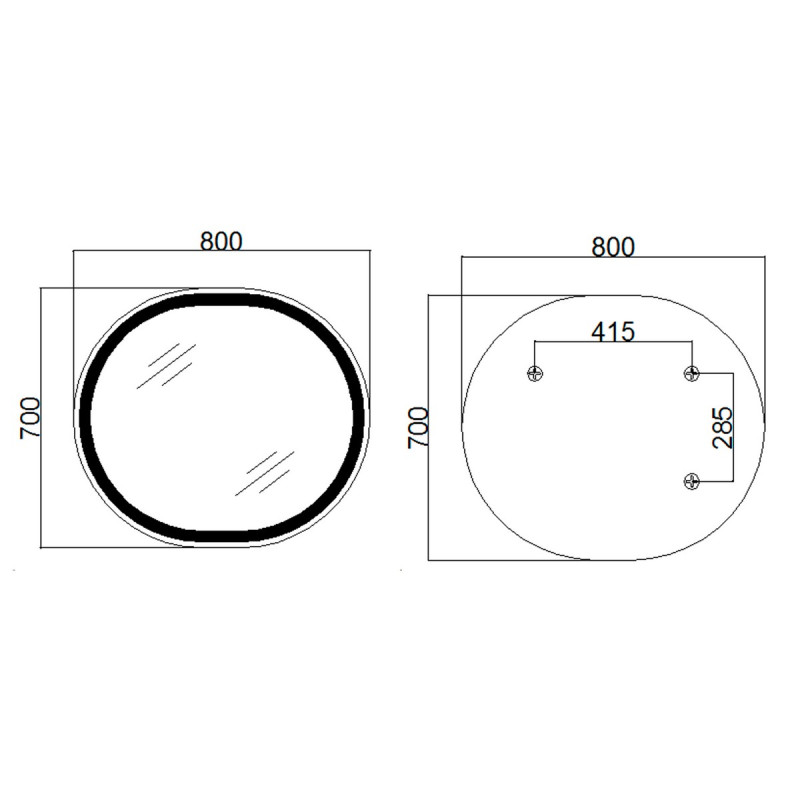 Зеркало Qtap Gemini 800х700 с LED-подсветкой Touch, с антизапотеванием, с диммером, рег. темп. цвета (3000-6500K) Reverse QT2578R8072B