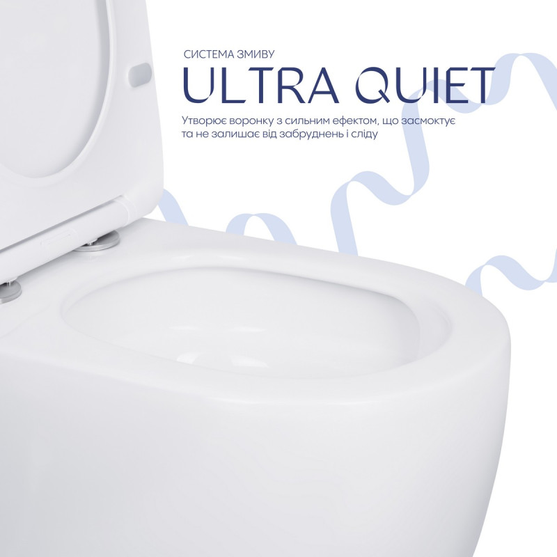 Унітаз-компакт Qtap Robin Ultra Quiet безободковий з сидінням Soft-close QT13226089AW
