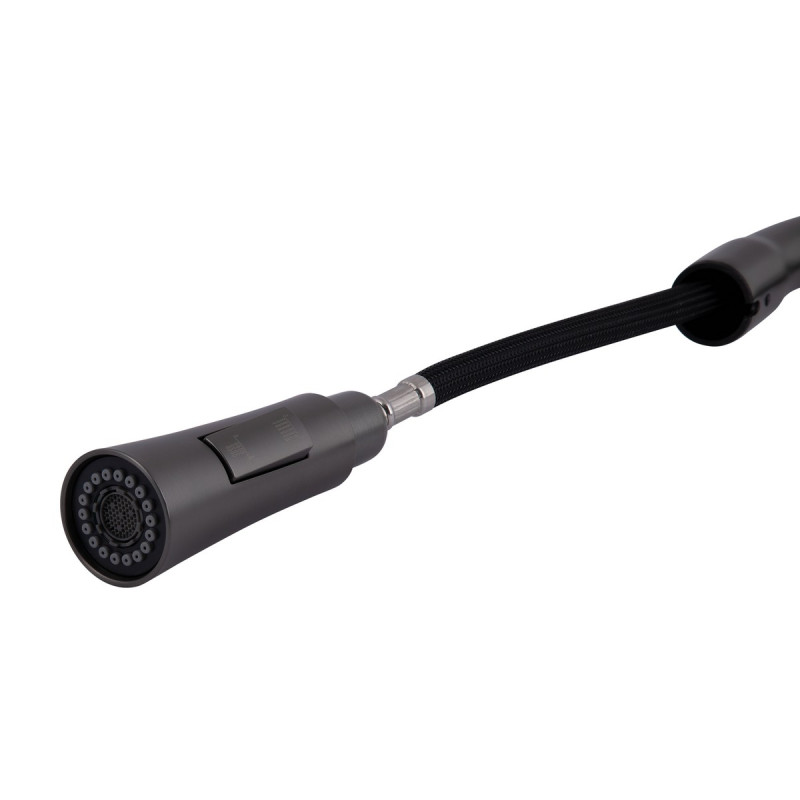 Смеситель для кухни Qtap Vlasta New с выдвижным изливом QTVLA344GMB45647 Gunmetal Black PVD