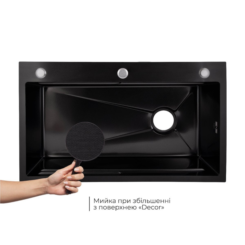 Lidz Handmade H7545B Мойка для кухни интегрированная Decor Black PVD Honeycomb 3,0/1,0 мм LDH7545BDECPVD48373