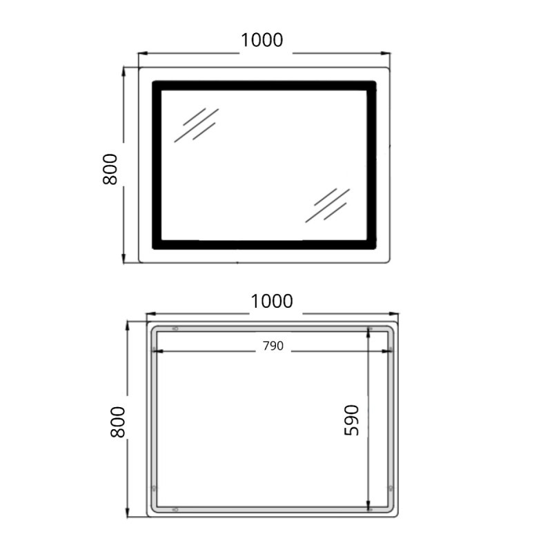 Дзеркало Qtap Cardinal (CA2) 1000х800 з LED-підсвічуванням Touch, з антизапотіванням, з димером, рег. темп. кольору (3000-6500K) QT0478C1008048455