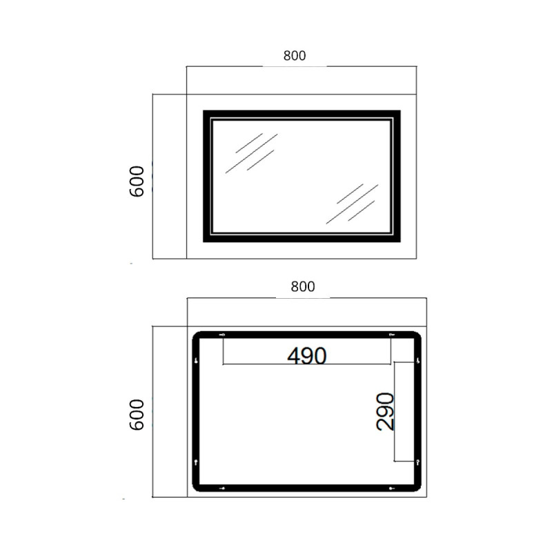 Зеркало Qtap Cardinal (CA1) 800х600 с LED-подсветкой Touch, с антизапотеванием, с диммером, рег. темп. цвета (3000-6500K) Reverse QT0478C8060