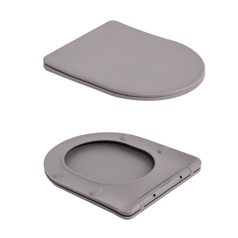 Унітаз підвісний Robin Ultra Quiet 490×365×325 мм, Stone Grey, з сидінням Slim Duroplast / Soft-close / Quick Release QT13332381АSSG Qtap