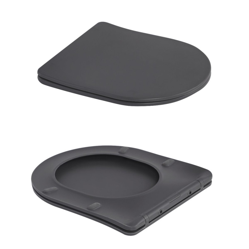 Унітаз підвісний Robin Ultra Quiet 490×365×325 мм, Anthracite, з сидінням Slim Duroplast / Soft-close / Quick Release QT13332381АSAN Qtap