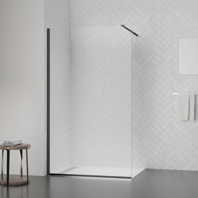 Душевая перегородка Qtap Walk-In Standard BLM201.C8 100х200 см, стекло Clear 8 мм, покрытие CalcLess