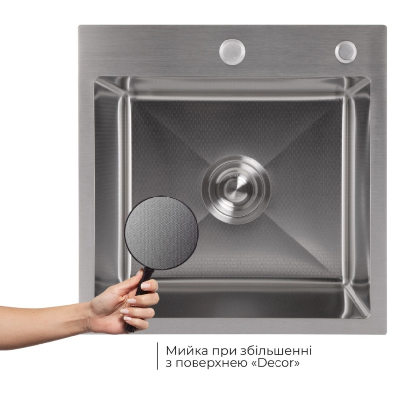 Акционный набор Lidz: мойка H4545 Decor 2,5/0,5 мм + Смеситель Aria для кухни с гибким изливом (k35) Grey