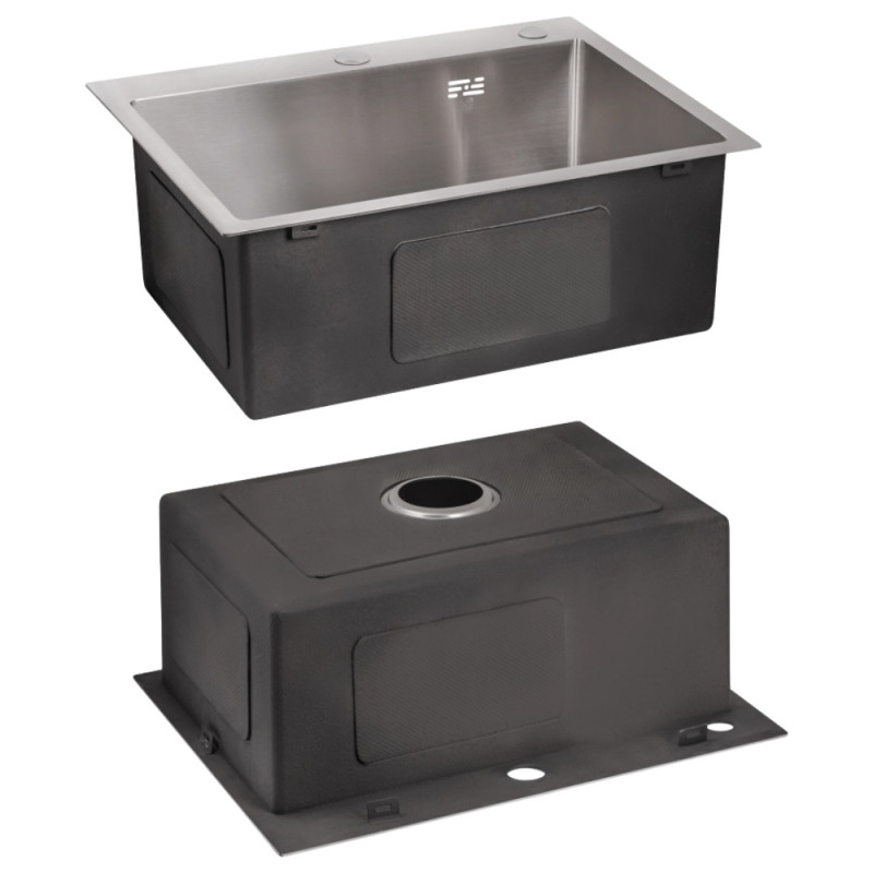 Акционный набор Lidz: мойка H5045 интегрированная Brushed Steel 3,0/1,0 мм + Смеситель Aria для кухни с гибким изливом (k35) Grey