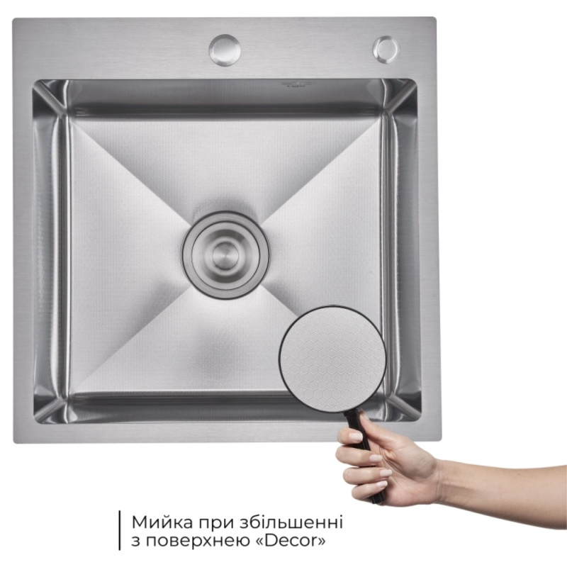 Акционный набор Lidz: мойка H5050H интегрированная Decor Honeycomb 2,5/0,5 мм LDH5050DEC48365 + Смеситель Aria для кухни с гибким изливом (k35) Grey